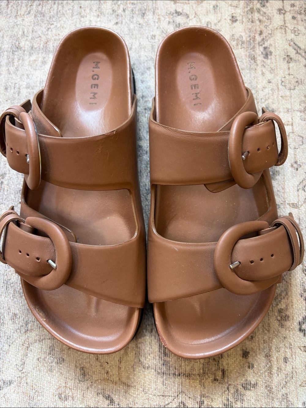 M. Gemi Women's Chestnut Double-Buckle Slide Sandals